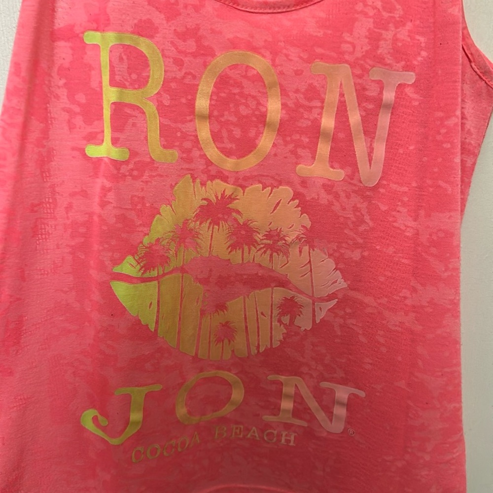 Ron Jon Surf Shop Cocoa Beach hot pink logo tank size M